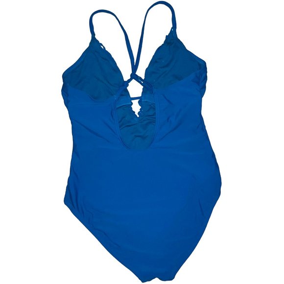 CHRISTINA Blue on Blue Embroidered/Crochet One-Piece Swimsuit Size Large - Picture 1 of 9